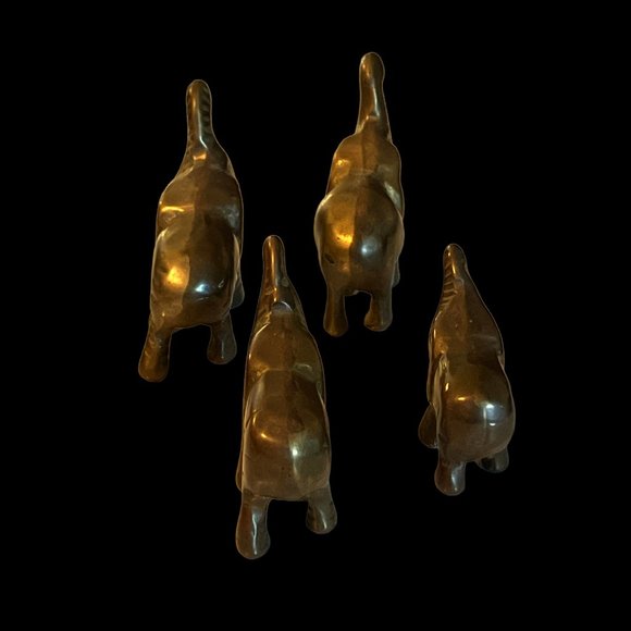 VTG Bronze Elephants Family Of 4 Set Great Patina No Mark Collectables Pre-Owned - Picture 12 of 12